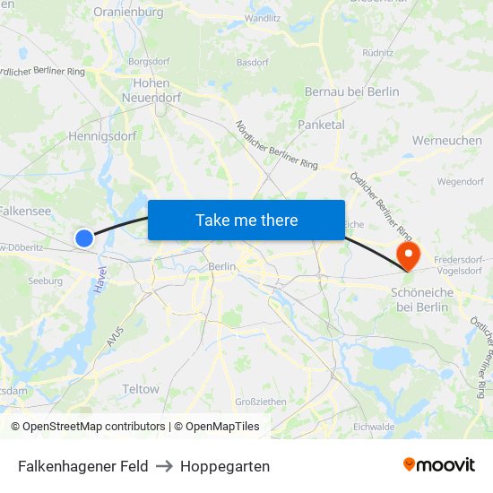 Falkenhagener Feld to Hoppegarten map
