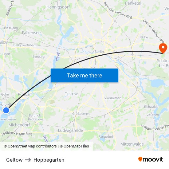 Geltow to Hoppegarten map