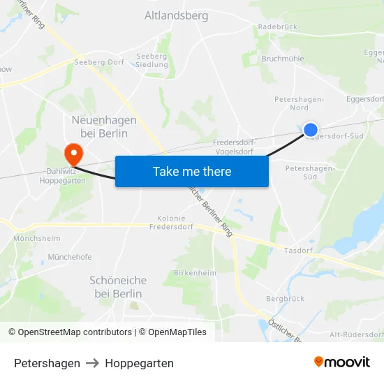 Petershagen to Hoppegarten map