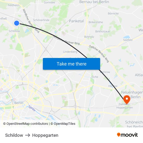 Schildow to Hoppegarten map