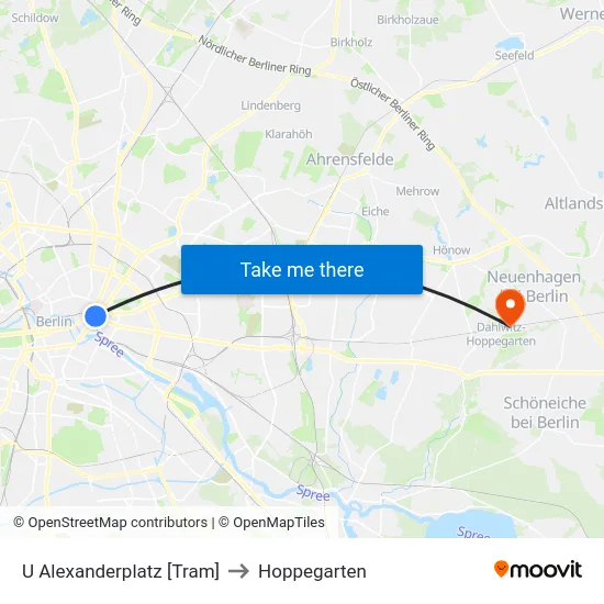 U Alexanderplatz [Tram] to Hoppegarten map
