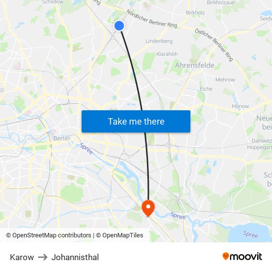 Karow to Johannisthal map