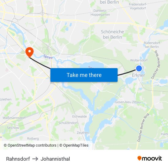 Rahnsdorf to Johannisthal map