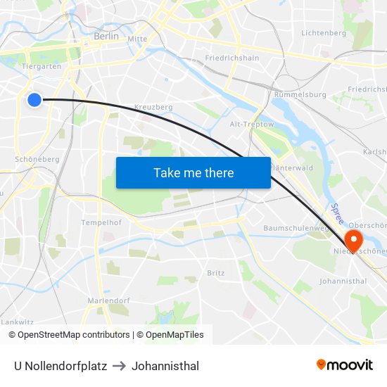 U Nollendorfplatz to Johannisthal map