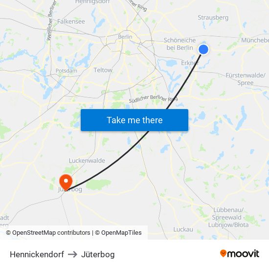 Hennickendorf to Jüterbog map