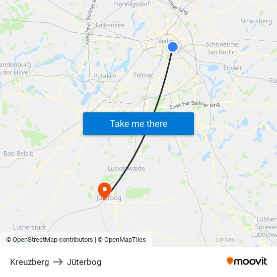 Kreuzberg to Jüterbog map