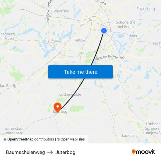 Baumschulenweg to Jüterbog map