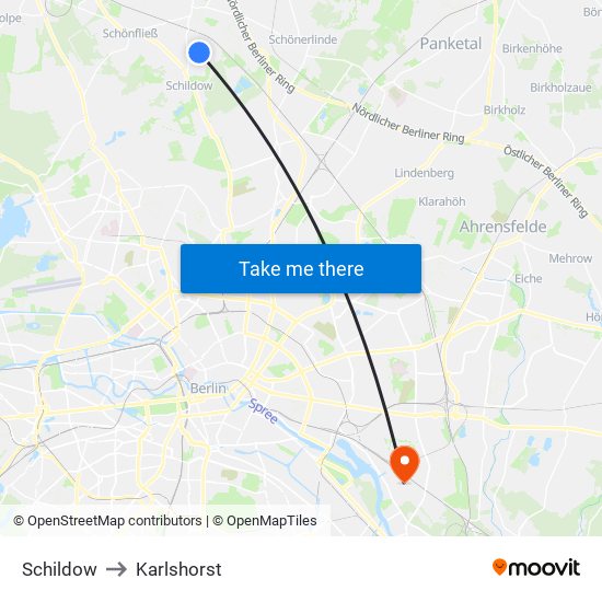 Schildow to Karlshorst map