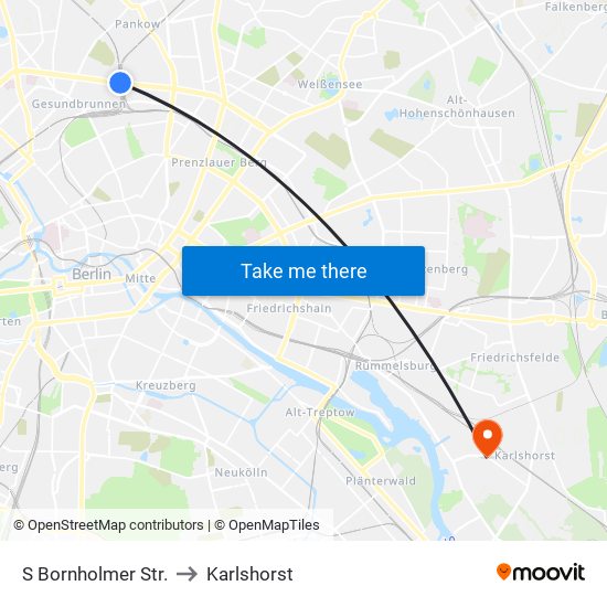 S Bornholmer Str. to Karlshorst map