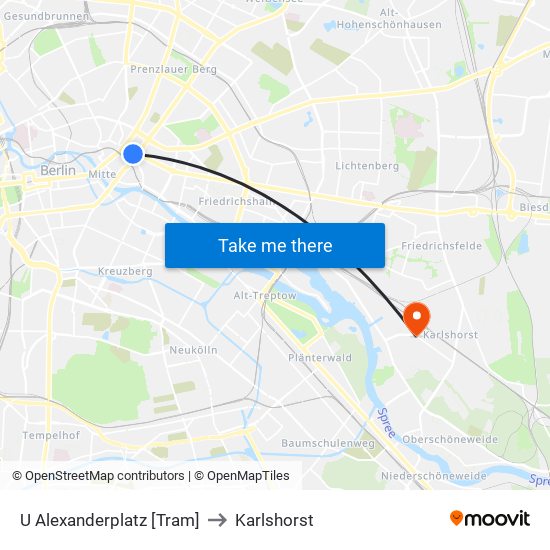 U Alexanderplatz [Tram] to Karlshorst map