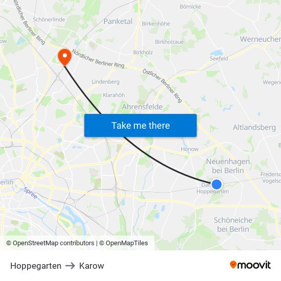 Hoppegarten to Karow map