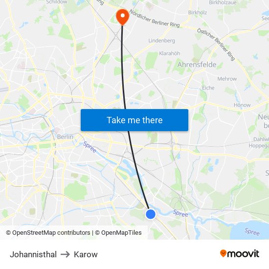 Johannisthal to Karow map