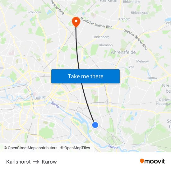 Karlshorst to Karow map