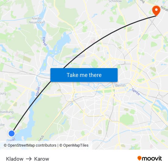 Kladow to Karow map