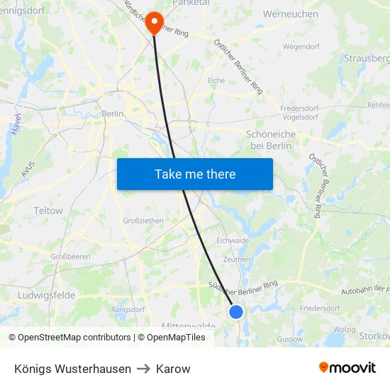 Königs Wusterhausen to Karow map