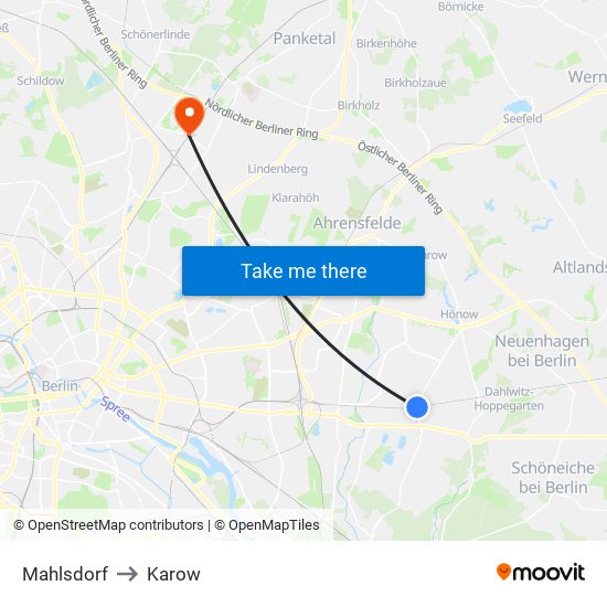 Mahlsdorf to Karow map