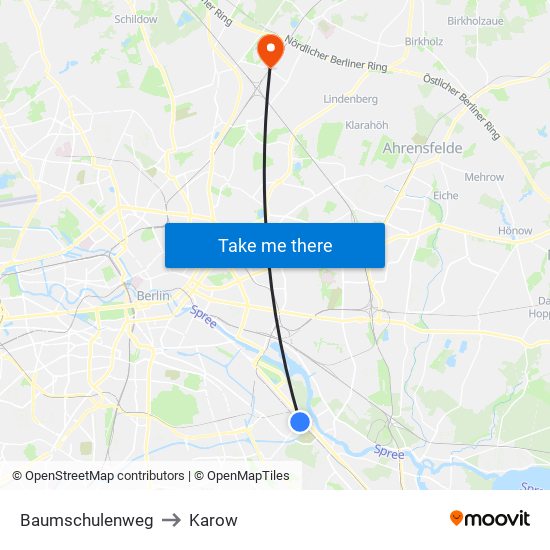 Baumschulenweg to Karow map