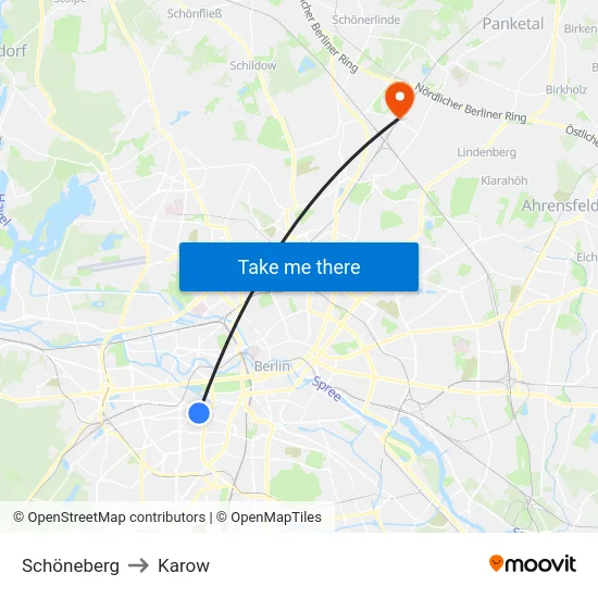 Schöneberg to Karow map