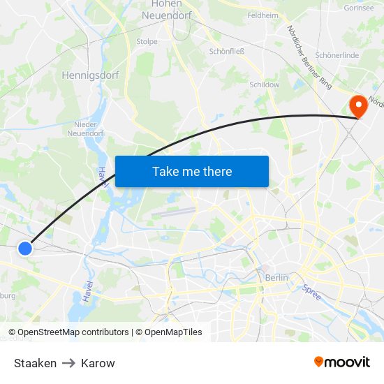 Staaken to Karow map