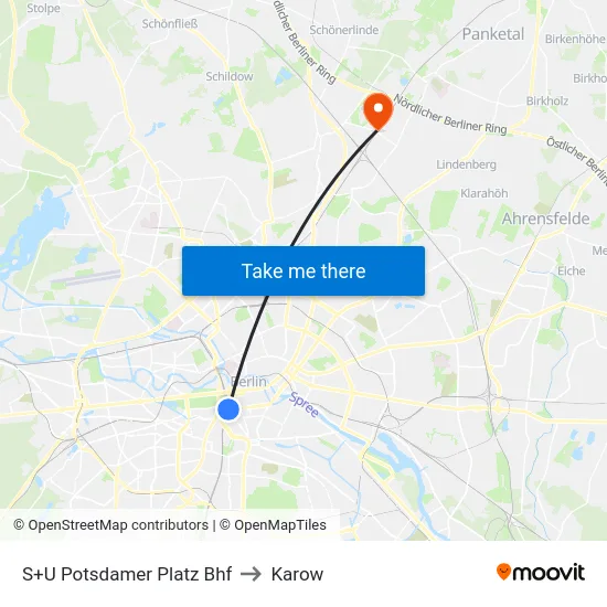 S+U Potsdamer Platz Bhf to Karow map