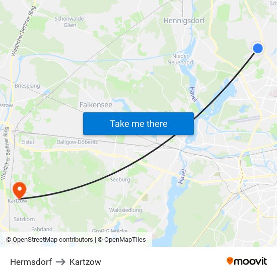 Hermsdorf to Kartzow map