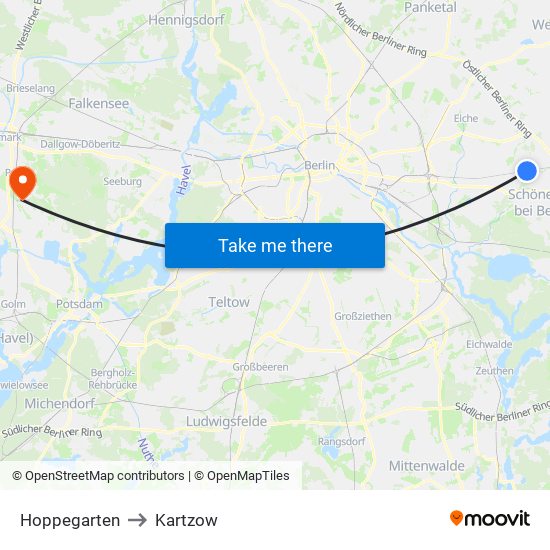 Hoppegarten to Kartzow map