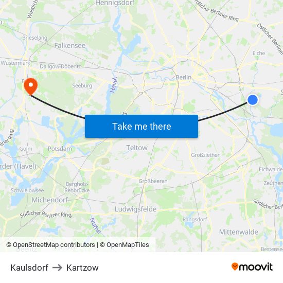 Kaulsdorf to Kartzow map