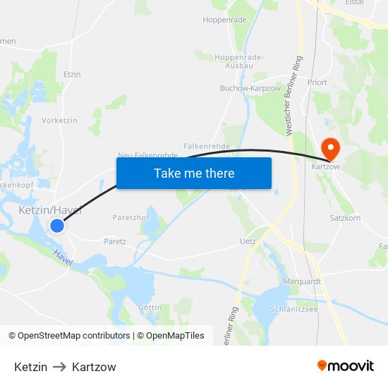 Ketzin to Kartzow map