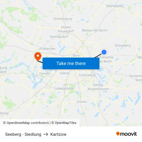 Seeberg - Siedlung to Kartzow map