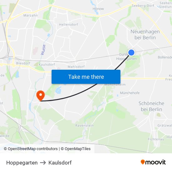 Hoppegarten to Kaulsdorf map