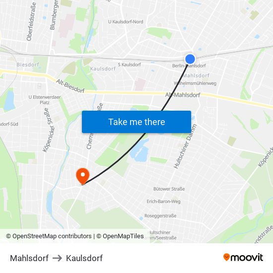 Mahlsdorf to Kaulsdorf map