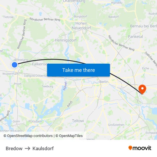 Bredow to Kaulsdorf map