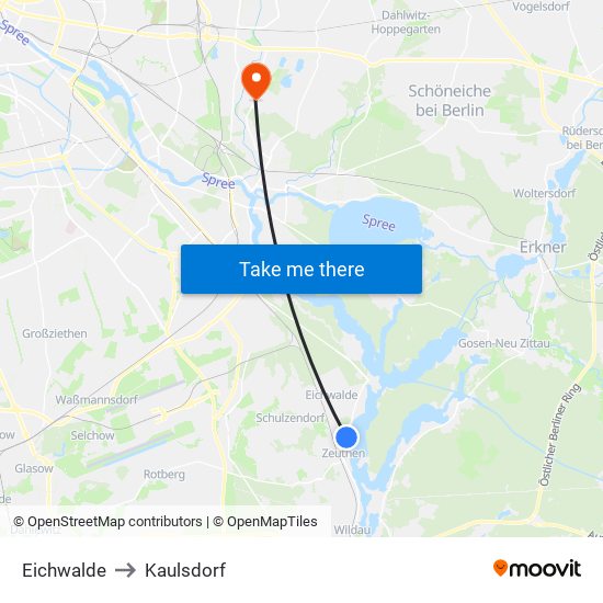 Eichwalde to Kaulsdorf map