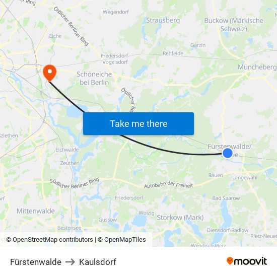 Fürstenwalde to Kaulsdorf map