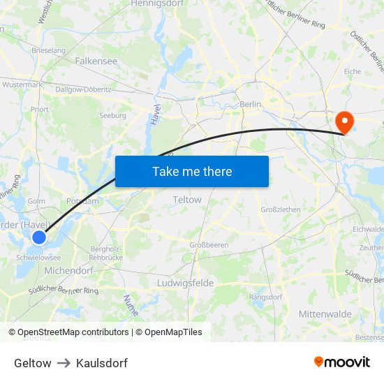 Geltow to Kaulsdorf map