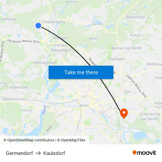 Germendorf to Kaulsdorf map