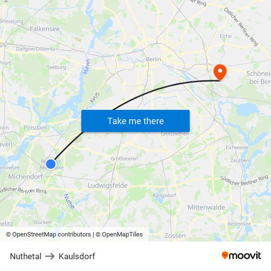 Nuthetal to Kaulsdorf map