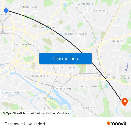 Pankow to Kaulsdorf map