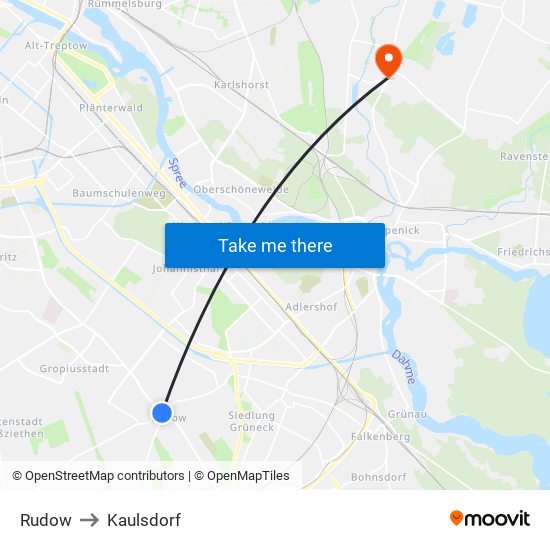 Rudow to Kaulsdorf map