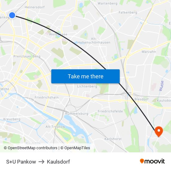 S+U Pankow to Kaulsdorf map