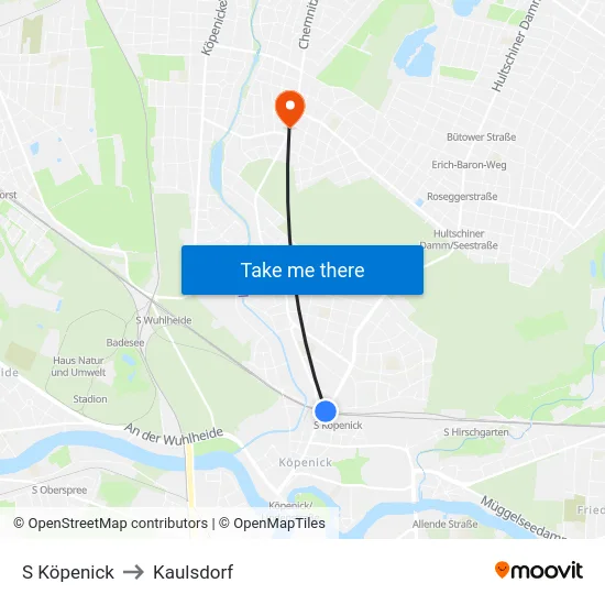 S Köpenick to Kaulsdorf map