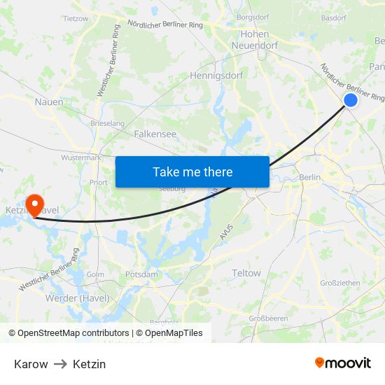 Karow to Ketzin map