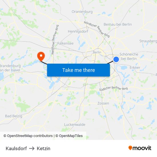Kaulsdorf to Ketzin map