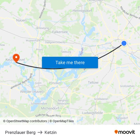 Prenzlauer Berg to Ketzin map