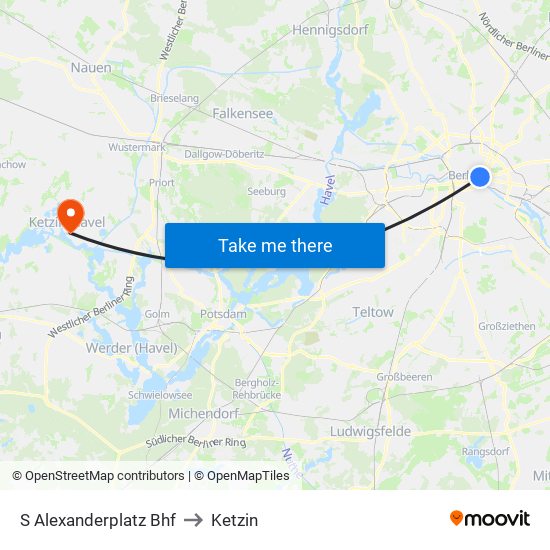 S Alexanderplatz Bhf to Ketzin map