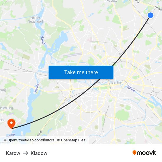 Karow to Kladow map