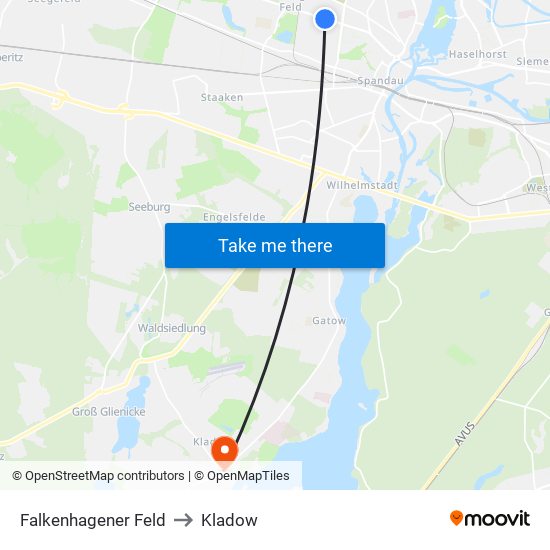 Falkenhagener Feld to Kladow map
