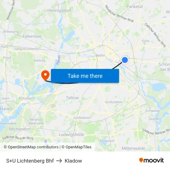 S+U Lichtenberg Bhf to Kladow map