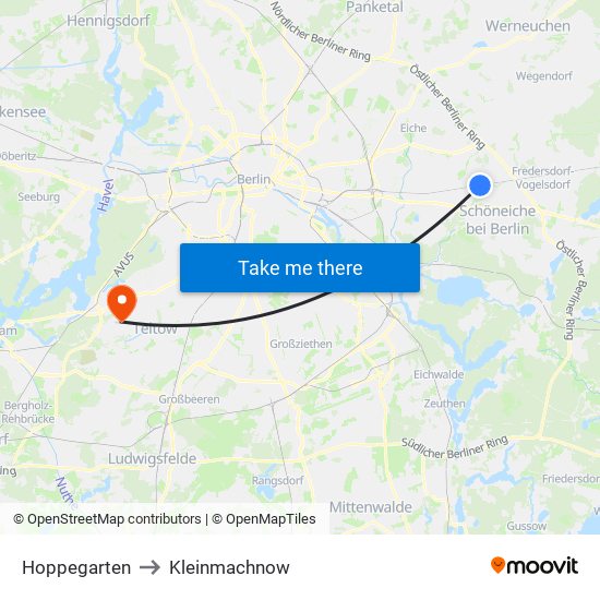 Hoppegarten to Kleinmachnow map
