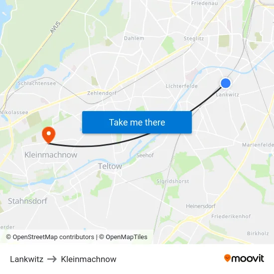 Lankwitz to Kleinmachnow map